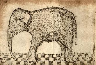 The Elephant of Dundee, with its clothes on, as engraved by Gilbert Orum- click to view full-size