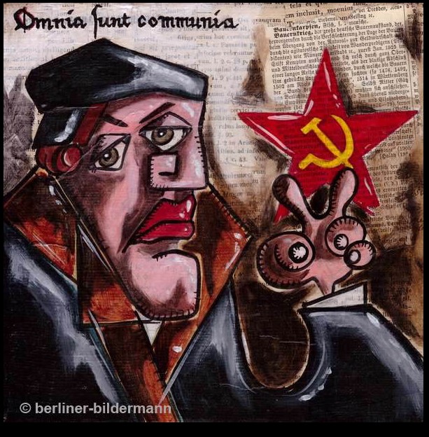 And another cartoon image of Thomas M&uuml;ntzer by the Berlin artist, Stefan Klausewitz.  <br>For more information on image and artist, see the section on the artist in the underlying web-page...